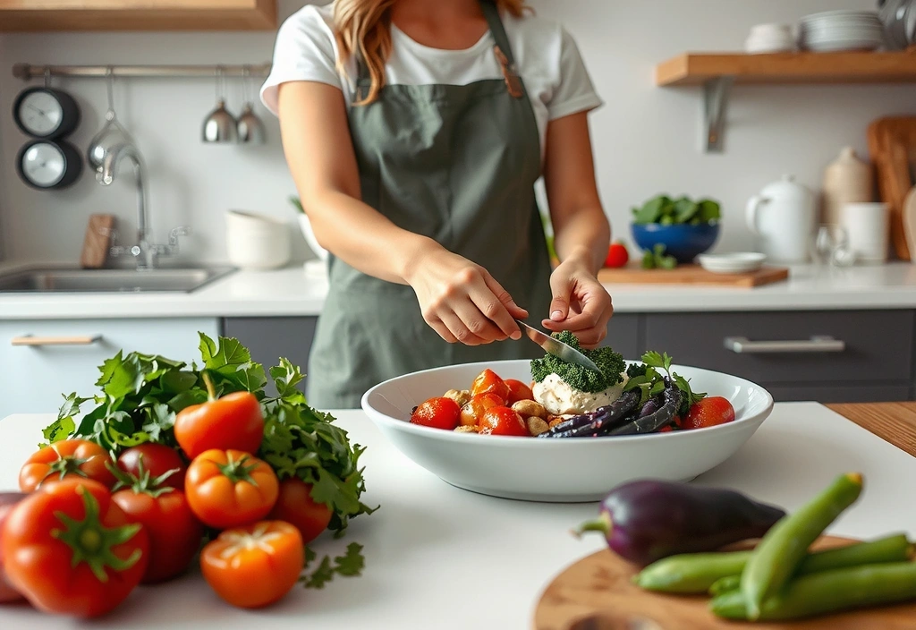 Eine Person bereitet eine gesunde Mahlzeit zu
